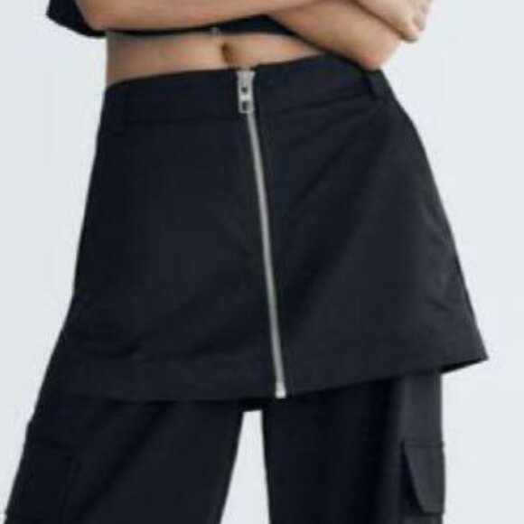 ZARA Skirt Over High-Waist Black Cargo Pants Trousers, Size M - Picture 9 of 16